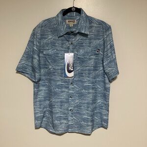 Hook & Tackle Men's Shirt Size M Short Sleeves Blue Button Up Fishing Shirt $67